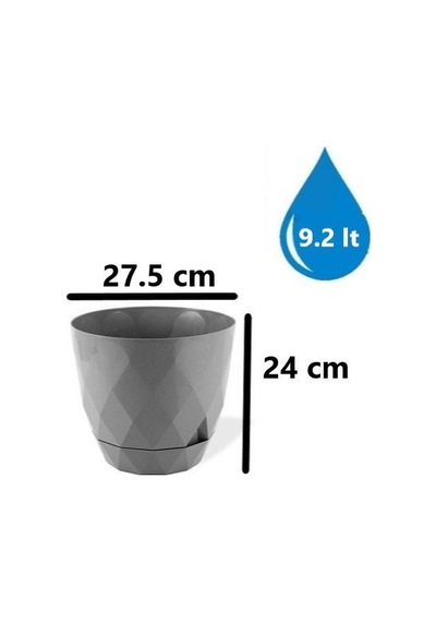 Omnipazar Krs-455 Yakamoz Tabaklı Plastik Saksı Takımı 9.2 Litre No 5 Gri