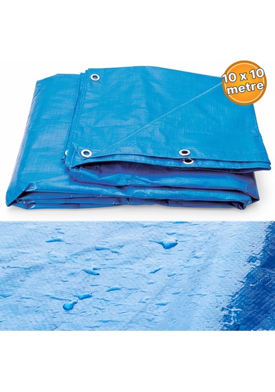 Su Geçirmez Hazır Ebatlı Pvc Branda Çadır Gölgelik Tente 10x10mt Mavi 10 M x 10 M