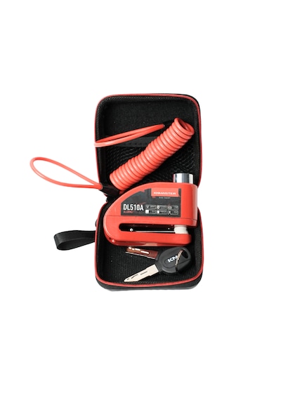 Knmaster Dl510a 10 Mm Alarmlı Disk Kilidi Hatırlatma Kablosu Ve Taşıma Çantası  Kırmızı Kırmızı