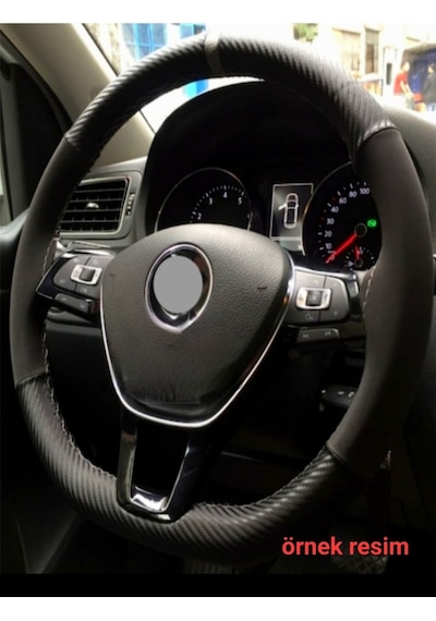 Opel Vectra D Kasa Uyumlu Alkantara-Karbon Dikmeli Direksiyon Kılıfı Gri Yüzüklü