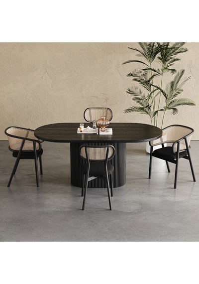 Apolena Oval Ahşap Bohem Yemek Masası 80x160 Siyah Apolena Oval Ahşap Bohem Yemek Masası 80x160 Siyah