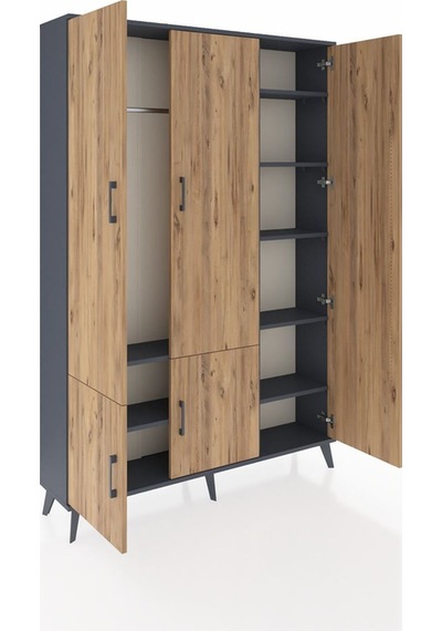Arges Dolap 7 Raflı 5 Kapaklı Tek Askılı 132x30x195 Antrasit-çam/antrasit Atlas Çam/antrasıt Arges Dolap 7 Raflı 5 Kapaklı Tek Askılı 132x30x195 Antrasit-çam/antrasit Atlas Çam/antrasıt