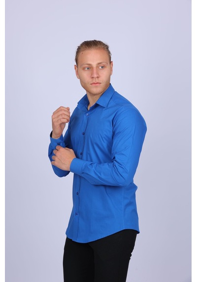 Tousus Slim Fit Saks Rengi Erkek Gömlek Slm-5069-tss Saks Mavisi