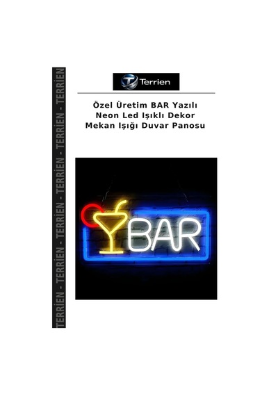 Özel Üretim Bar Yazılı Neon Led Işıklı Dekor Mekan Işığı Duvar Panosu Çok Renkli