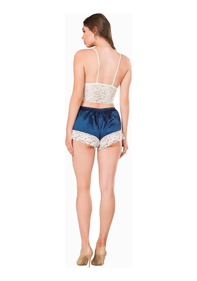 Hepsine Rakip Kadın İp Askılı Bralet Saten Şortlu Mini Gecelik Takımı Alt Üst 001