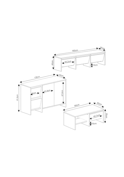 Laris Üçlü Set Tv Sehpası, Konsol Ve Orta Sehpa İle Modern Yaşam Alanları İçin Takım Antrasit Laris Üçlü Set Tv Sehpası, Konsol Ve Orta Sehpa İle Modern Yaşam Alanları İçin Takım Antrasit