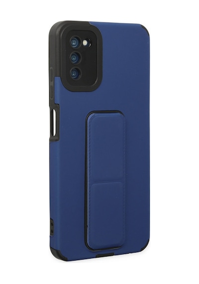 Samsung Galaxy  Uyumlu,  A03s Kılıf Mega Standlı Silikon - Mavi
