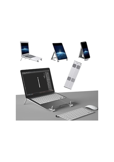 Ayarlanabilir Yüksek Kalite Metal Laptop Dizüstü Stand, Katlanabilir Taşınabilir Laptop, Tablet Telefon Yükseltici Standı Tutucusu, İpad Uyumlu, Macbook Uyumlu