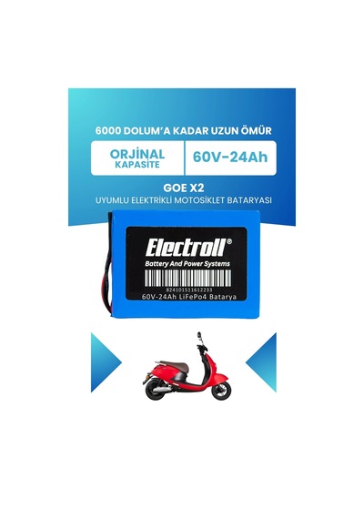 Goe X2 Batarya Standart Kapasite Lifepo4 60v 24ah Elektrikli Motosiklet Bataryası