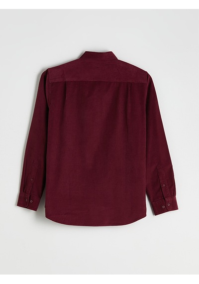 Lcwaıkıkı Classic Bordo Regular Fit Uzun Kollu Kadife Erkek Gömlek