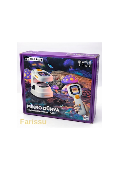 Çocuklar İçin Dijital Mikroskop 1000x Hd Ekranlı, Led Işıklı, Type-c Şarjlı Eğitim Seti