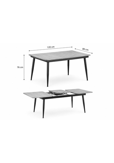 Pera Açılır Mutfak Ve Yemek Masası Siyah Metal Ayaklı Suntalam 120x80 Cm Ceviz