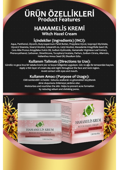 Gökçek Şifa Hamamelis Krem 50 ML