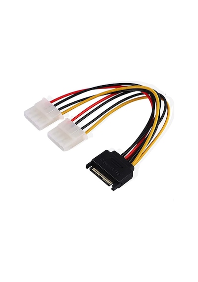 AoGo SATA 15-Pin Erkek Çift 4-Pin Molex Dişi Güç Y Splitter Kablo Sata to Molex Çevirici 15 CM