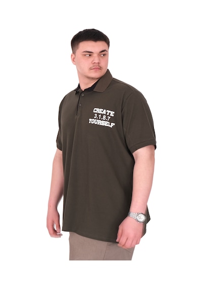 Mode Xl Büyük Beden Erkek T-shirt Polo Yaka Yourself U25310 Haki Haki