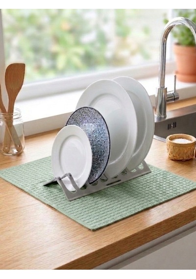 Mucit Home Ultra Emici Tabaklık Standlı Mikrofiber Bulaşık Altlığı Bezi Kurutma Matı 38 49 Cm Karışık