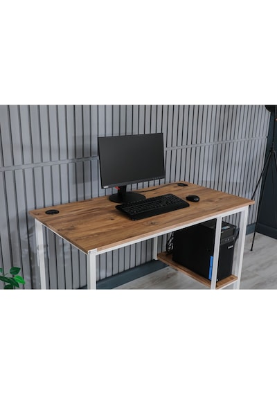 Bilgisayar Masası Sağ Sol Yönlü Pc Kasa Raflı Beyaz