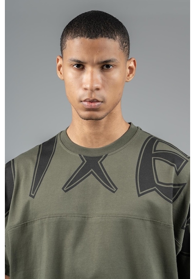 Maraton Sportswear Oversize Erkek Bisiklet Yaka Kısa Kol Basic Haki T-shirt 23246-haki
