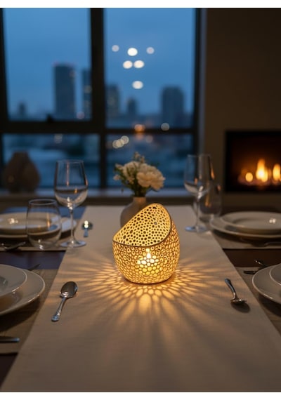 Night Serisi Mumluk - Dekoratif Aydınlatma - Ev Dekorasyon - Dekoratif Mumluk - Tealight Mumluk Standart