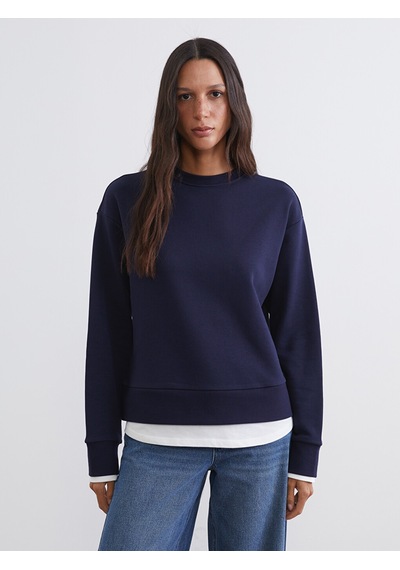 Lcw Vision Lacivert Bisiklet Yaka Kadın Sweatshirt