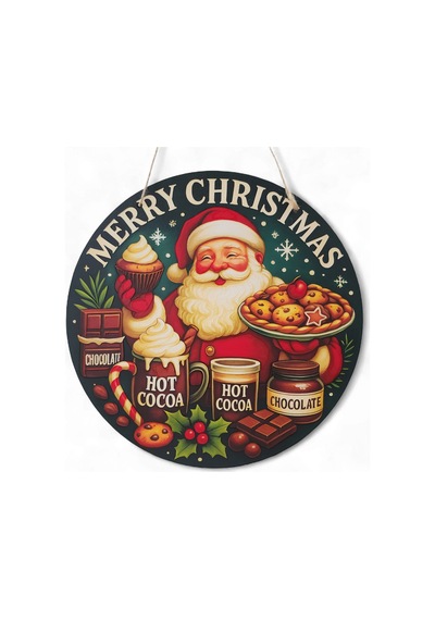 Noel Baba Kapı Ve Duvar Süsü Sıcak Çikolata 30x30