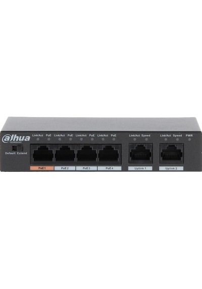 Dahua 6port-4port Poe 60w 10/100 Yönetilemez Metal Kasa Switch Dh-pfs3006-4et-60