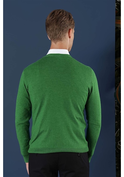 Efor Tr 858 Slim Fit Yeşil Klasik Triko Yeşil