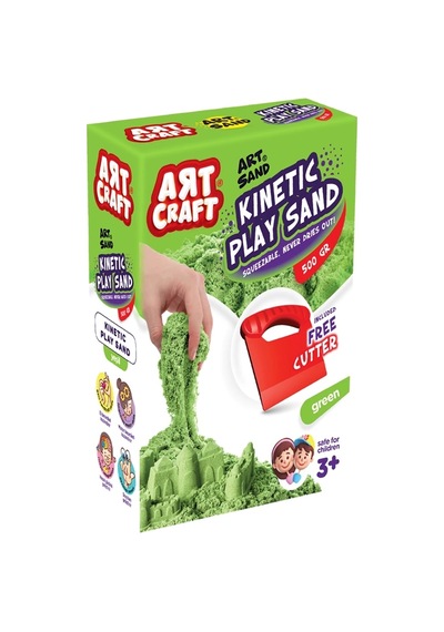 Art Sand Aksesuarlı Yeşil Oyun Kumu 500 Gr. - Kinetik Kum Seti - Natural Kum - Doğal Kum Çok Renkli
