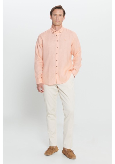 AC&Co / Altınyıldız Classics Erkek Turuncu Comfort Fit Rahat Kesim %100 Keten Düğmeli Yaka Gömlek Turuncu AC&Co / Altınyıldız Classics Erkek Turuncu Comfort Fit Rahat Kesim %100 Keten Düğmeli Yaka Gömlek Turuncu