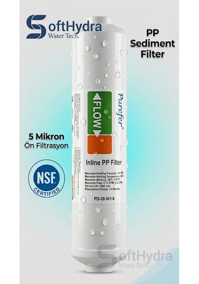 Purefer Nsf Onaylı 10" 4'lü Su Arıtma Filtre Seti: Sediment, Gac, Cto Karbon Ve Post Karbon Filtre