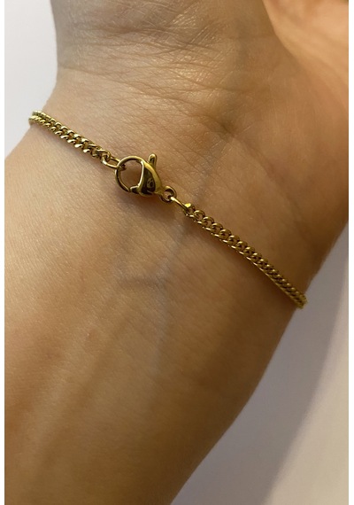 Erkek 2 Mm Zincir Çelik Bileklik Gold