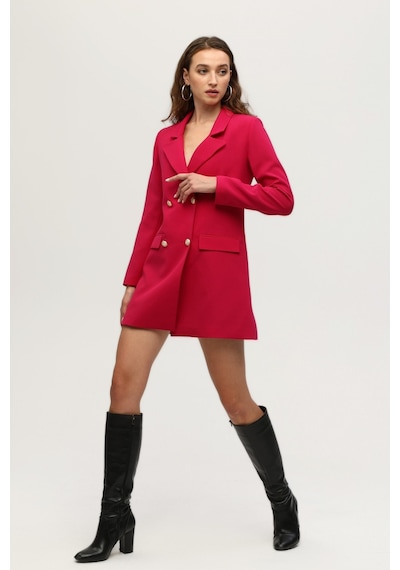 Feminist Astarlı Düğme Kapamalı Blazer Ceket 0105123.12 Fuşya Kırmızı