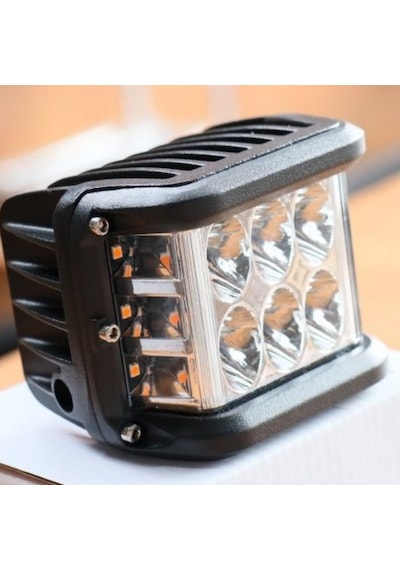 Off Road Motosiklet 45w 12 Led 10cm Beyaz Turuncu Çakarlı Kare Sis Farı Çalışma Lambası 2 Adet Sağ Sol