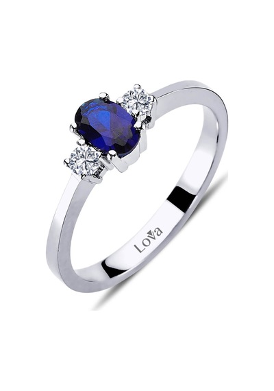 Lova Pırlantalı Oval Safir Yüzük - 1030161