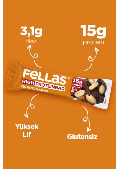 Yüksek Protein Bar - Yer Fıstıklı Ve Kakaolu 45 G X 12 Adet