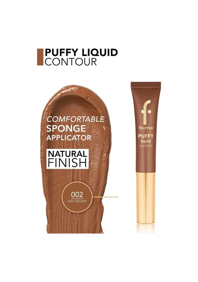 Puffy Liquid Hafif Yapılı & Sünger Aplikatörlü Likit Kontür- 002 Hot Chclate -8682536093828
