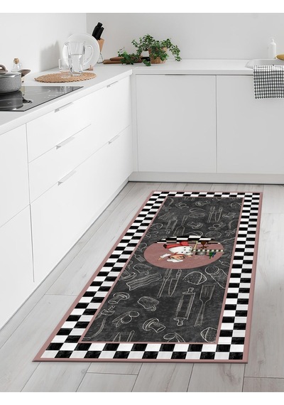 Makinede Yıkanabilir Kaymaz Taban Leke Tutmaz Dijital Baskı Mutfak Halısı 6310m 001