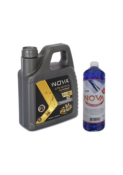 Nova 5W-30 Sn Tam Sentetik Motor Yağı 4 L + Cam Suyu 1 L