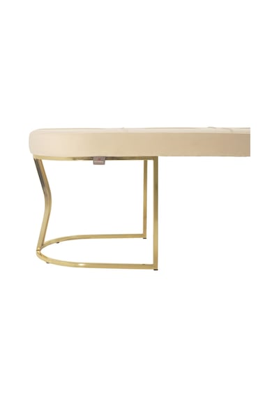 Viego Gold Collection- Krem Kapitoneli Chester Model Puf & Bench & Koltuk & Uzun Makyaj Puff & Yatak Ucu