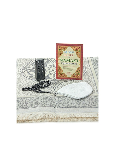 Oğlumun Sesli Namaz Öğretici Seccade Seti Gri