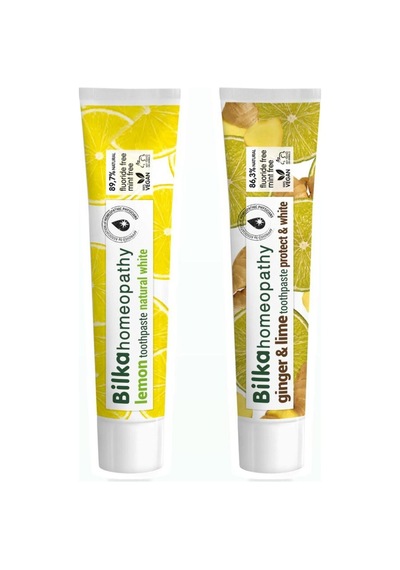 Bilka Homeopathy Limon Ve Ginger & Lime Diş Macunu Seti Florürsüz Doğal Beyazlatıcı Ağız Bakımı