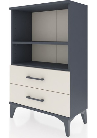 Arges Komodin 2 Raflı 2 Çekmeceli 60x30x96 Antrasit-aytaşı Antrasit