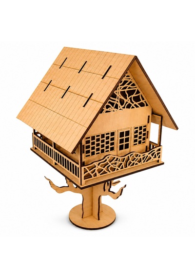 Tree House Ağaç Ev 3d Ahşap Maket 15 Parça Lazer Kesim Mdf Kolay Montaj Koleksiyonluk Puzzle
