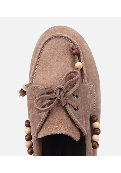 Hotiç Kadın Süet Deri Vizon Boncuk Detaylı Günlük Loafer 01ayh320490a450 01ayh320490a450