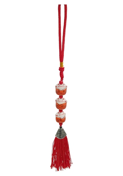 Üçlü Turuncu Maneki Neko Şans Kedisi Araba Süsü No.5t