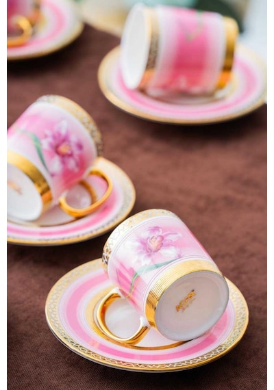 Acar Hxf-06920 Tulip 6lı Kahve Fincan Takımı Gold