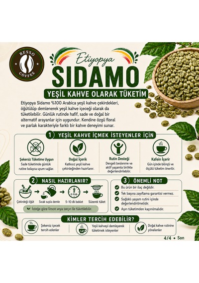 Avantaj Etiyopya %100 Arabica Yeşil & Çiğ Kahve Çekirdeği 1 Kilo Çekirdek Kahve