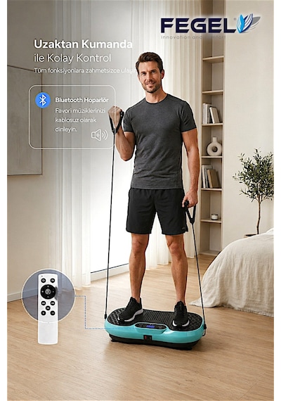 Fegel FG-6500 99 Kademeli Hoparlörlü Direnç Bantlı Uzaktan Kumandalı Titreşimli Fitness Platformu