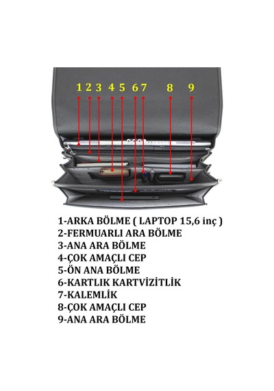 Başkent Çanta Deri Evrak Çantası Laptop Bölmeli 15.6 " İnç Siyah