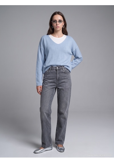 Dilvin 72356 Tencel Wideleg Denim-siyah